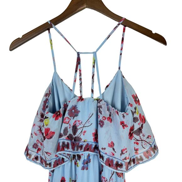 Princess Vera Wang Juniors Blue Floral Double Slit Strappy Maxi Dress - Picture 5 of 11